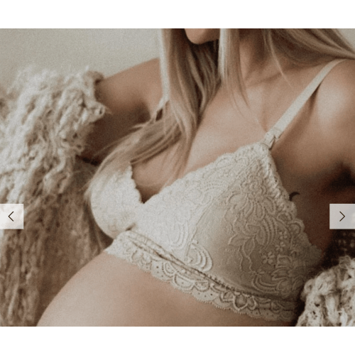 Floral Lace Organic Cotton Nursing Bralette - Beige