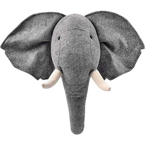Elephant Animal Head Wall Decor, 3D Elephant Wall Decor, Safe Soft Animal Wall Decors for Bedroom、Playroom、Living Room Wall Decoration