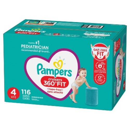 Pampers Cruisers 360 Disposable Diapers Size 4 - 116ct & Pampers Sensitive Baby Wipes - 108ct - Bundle