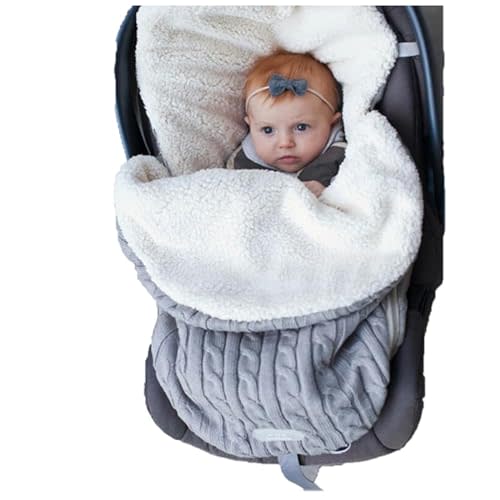 Baby Sleeping Bag fits Infant Newborn,Warm Baby Sleeping Bag,Winter Newborn Knit Wool Swaddling Blanket Kid Sleepsack Footmuff Stroller Knitted Sleep Nest Sack (Light Gray, One Size)