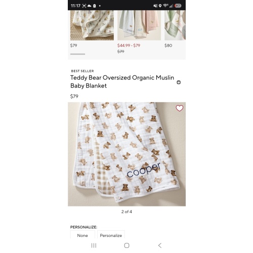 Teddy Bear Oversized Organic Muslin Baby Blanket | Pottery Barn Kids