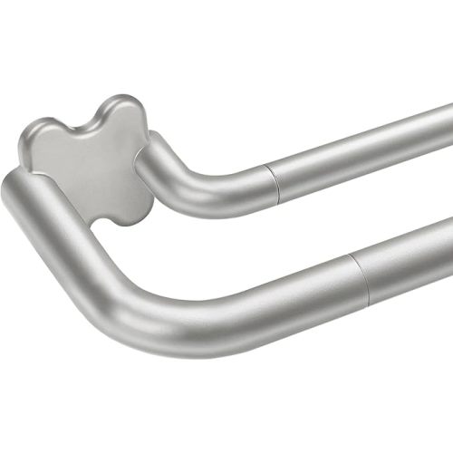 Antique Silver Double Curtain Rods for Windows, USFOOK Blackout Wrap Around Curtain Rods 32 to 58 Inch, 6/8 Inch Room Darkening Curtain Rod Set, Decorative Drapery Rods for Home