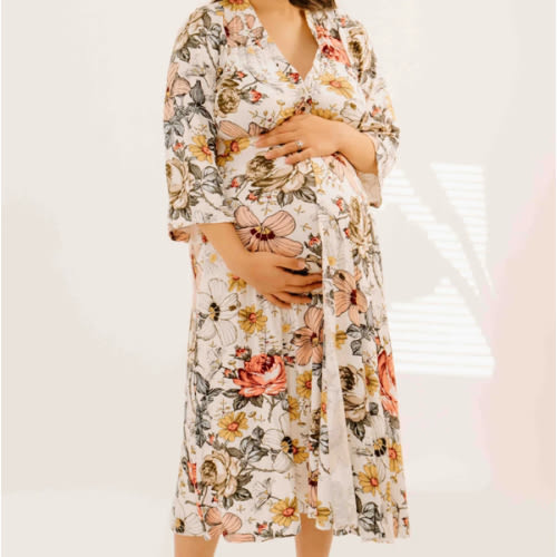 Lila Labor & Postpartum Gown in Vintage Floral