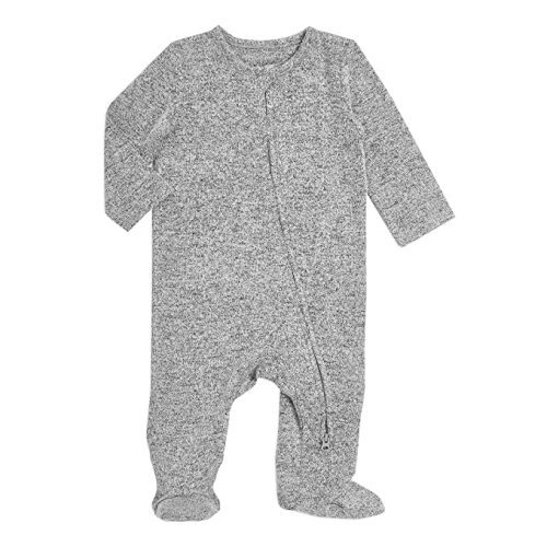 aden + anais Snuggle Knit Baby Boy or Girl Long Sleeve Zipper, One-Piece Footed Sleeper, Heather Grey, 6-9M - 6-9 Months