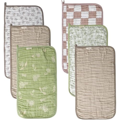 HardNok Ultra-Soft & Absorbent Muslin Baby Burp Cloths - 6-Pack, 20x10 Inches - Ideal for Gentle Burping Sessions with Baby Boys & Girls, Unisex Design, Perfect