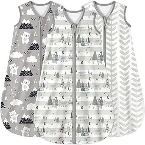 Yoofoss Baby Sleep Sack 0-6 Months 0.5 Tog Wearable Blanket for Baby, 3 Pack 100% Organic Cotton Infant Toddler Sleeping Sack 2-Way Zipper Lightweight Sleep Sack
