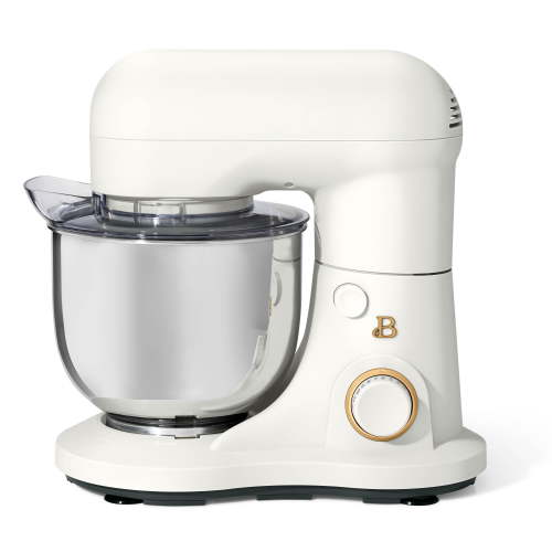 Beautiful 3.5 Qt Stand Mixer White with Flat Beater Dough Hook Balloon Whisk for Efficient Mixing