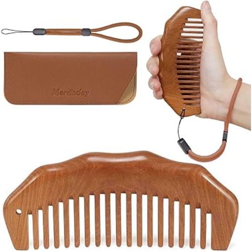 Labor Comb with Wrist Strap, Wooden Comb for Women - Peach Wood