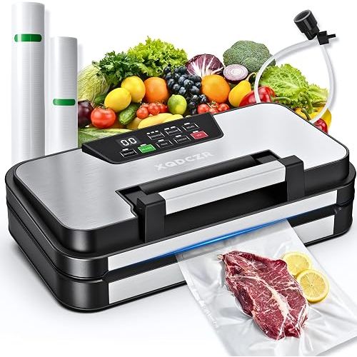 95kPa Vacuum Sealer Machine, Dual Pump, Vacuum & Inflate, Double Heat Seal