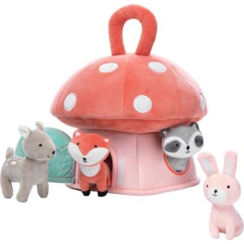 Interactive Plush Mushroom House with Stuffed Animal Toys