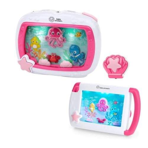 Baby Einstein 2-in-1 Sea Dreams Soother On-the-Go Gift Set, Musical Crib Toy Sound Machine and Portable Aquarium Toy, Ages Newborn and Up, Pink