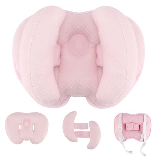 2 in 1 Baby Neck Pillow for Car Seat, Adjustable Strap Design | Secure Fit Without Sliding, Baby Head Pillow fits Car Seats & Strollers, Soft Neck & Head Support, Infant 4 Months+, Pink