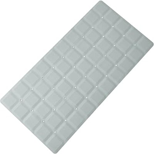 Foldable Silicone Bathtub Mat: Jumbo Size Heavy Duty Safety Bath Mat for Tub Without Suction Cups Non Slip Bath & Shower Mat for Textured, Reglazed, Refinished Tub (Grey, 35.8 x 17.7)
