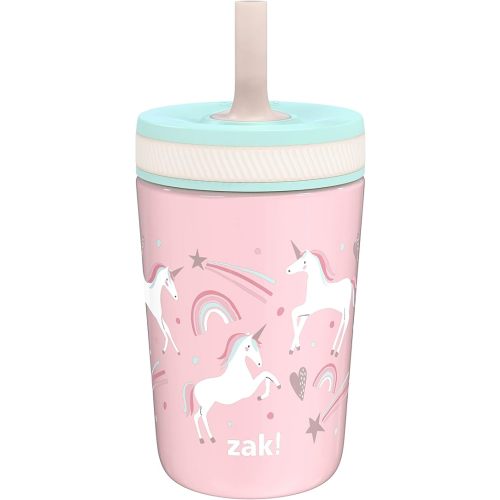 Zak Designs Kelso Toddler Cups For Travel or At Home, 12oz Vacuum Insulated Stainless Steel Sippy Cup With Leak-Proof Design is Perfect For Kids (Fanciful Unicorn)