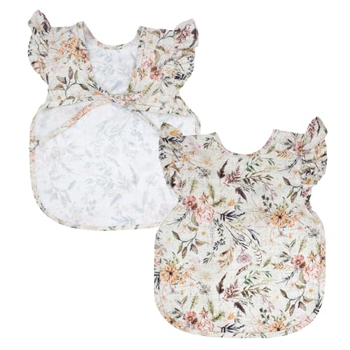 BapronBaby Flutter Delilah Floral Bapron - No Neck Tie Safer Bib for Baby & Toddler - Soft Waterproof Stain Resistant - Machine Washable - Sz Preschool 3-5yrs