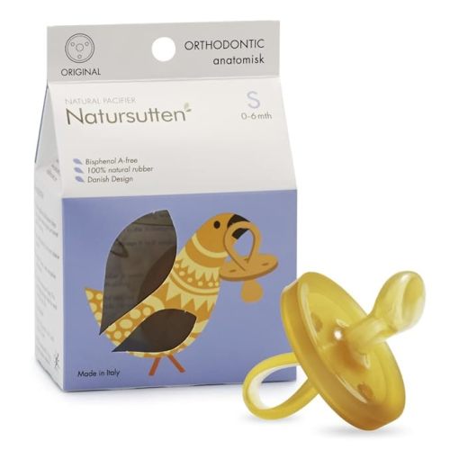 Natursutten Pacifiers 0-6 Months - 1-Pack Original Shield Orthodontic Nipple Natural Rubber Safe & Soft BPA-Free Pacifiers for Breastfeeding Babies - Newborn Pacifiers Made in Italy - 1 Count (Pack of 1) - Original/Orthodontic