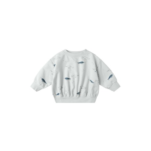 Narwhal Print Fleece Crewneck Sweatshirt, 6-12M