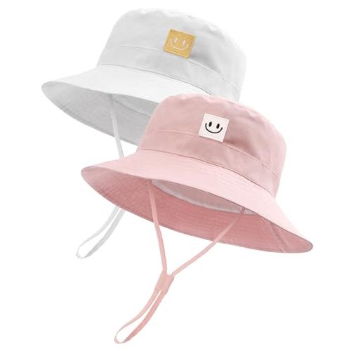FURTALK Baby Sun Hat Toddler Bucket Hat Beach Smile Face UPF 50+ | Stays in the Wind, Breathable UPF 50+ Hat Grows with Baby (0-10Y), Perfect UV Protection for Summer Beach or Park Trips