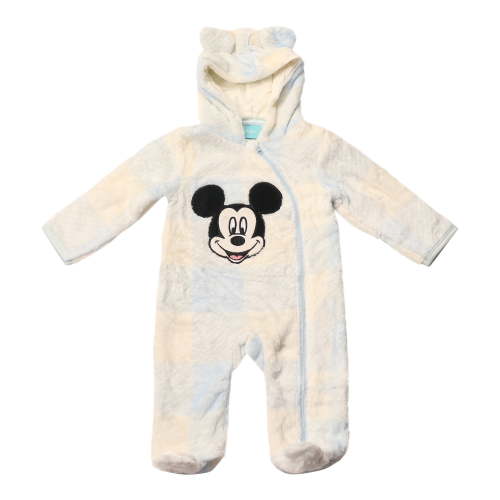 Disney Clothes Baby Boy Hooded Pram Suit - Newborn Fleece Coverall Footies with Ears Mickey Mouse, Winnie the Pooh, and Dumbo Infant (0/3M–6/9M)