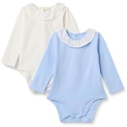 Amazon Essentials x Sofia Grainge Unisex Babies' Long Sleeve Cotton Ruffle Collar Bodysuit, Snap Closure, Breathable