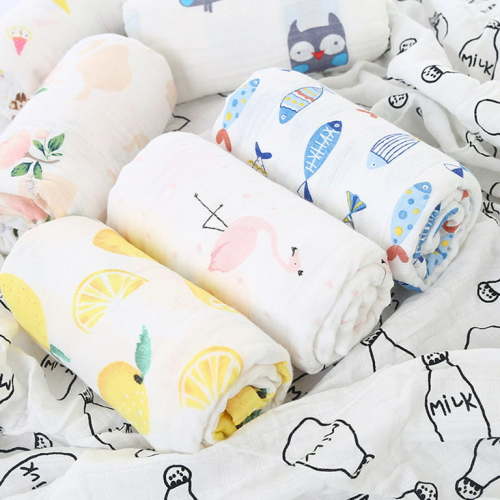 Bueautybox 120cm Animal Print Cotton Gauze Muslin Absorbent Baby Swaddle Blanket Bath Towel