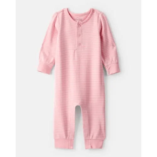 Baby Girl PurelySoft Long-Sleeve Jumpsuit - Pink - Carter's | Carter's