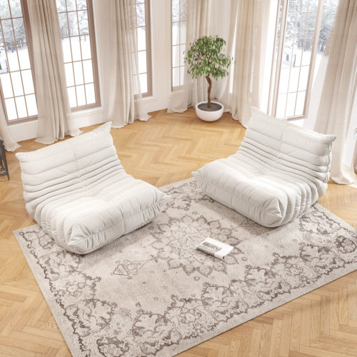 Dakota Fields 38" Wide Teddy Fabric Bean Bag Chair Set of 2 ,Plush Memory Foam Floor Sofa for Living Room, Bedroom or Game Room, No Assembly Required & Reviews | Wayfair
