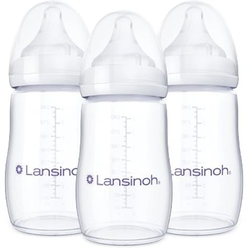 Lansinoh Anti-Colic Baby Bottles, 8 Ounce, 3 Count