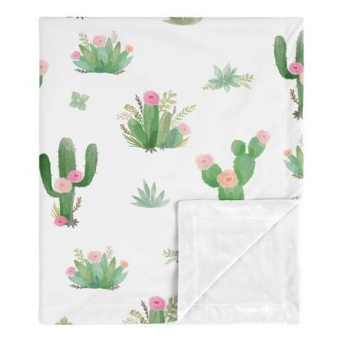 Sweet Jojo Designs Girl Baby Security Blanket Cactus Floral Pink and Green