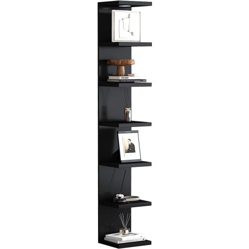 Versatile 7 Tier Wall Shelf Unit,Black Lack Wall Shelf,Display Floating Shelf with LED Remote Control Light