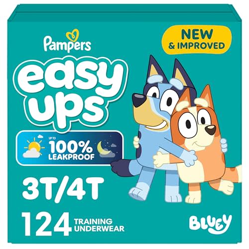 Pampers Training Pants - Easy Ups Boys & Girls Bluey - Size 3T-4T, 124 Count, Children's Potty Underwear (Packaging May Vary)