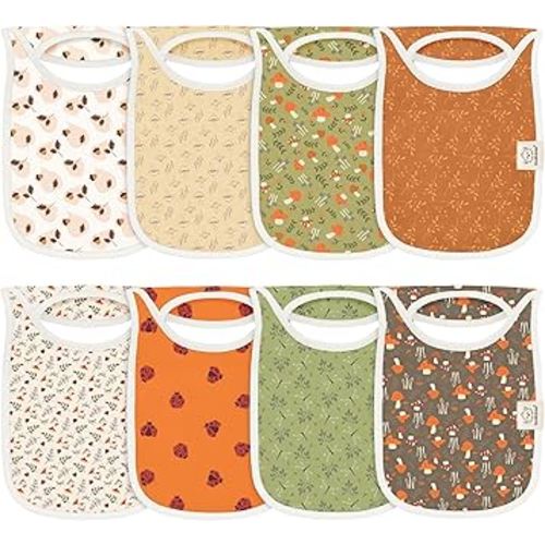 8-Pack Baby Bibs for Boys, Girls - Pullover Bibs for Drooling Teething Baby Girl & Boy Toddler, Newborn, Soft & Absorbent, Cute Colors, Large Torso Coverage Keep Infant Clean & Dry (Fall Spores)
