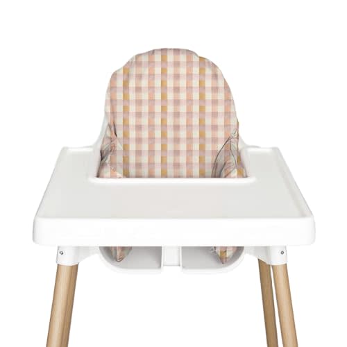 Nibble and Rest IKEA Highchair Cushion Cover for Inflatable Cushion, Compatible for IKEA Antilop Highchair Accessories, Stain-Proof&Wipeable Cover(Cushion NOT Included) (Pastelchecks)