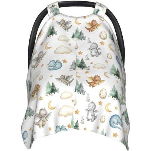 Dragon Baby Car Seat Canopy Cover for Infants & Toddlers, Opening with Adjustable Strap, Nursing Cover & Stroller Blanket, Dragon Baby Stuff