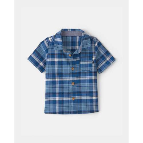 Baby Boy Plaid Short-Sleeve Button-Down Shirt - Blue - OshKosh B'gosh | Carter's