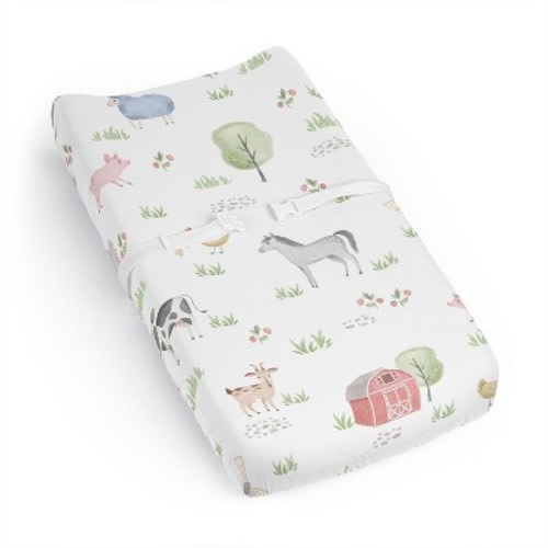 Sweet Jojo Designs Gender Neutral Unisex Changing Pad Sheet Farm Animals Multicolor