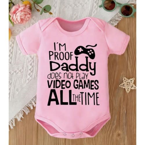 Baby I'M PROOF Daddy Does Not Play VIDEO GAMES ALL The Time Short Sleeve Snap Buttons | SHEIN USA