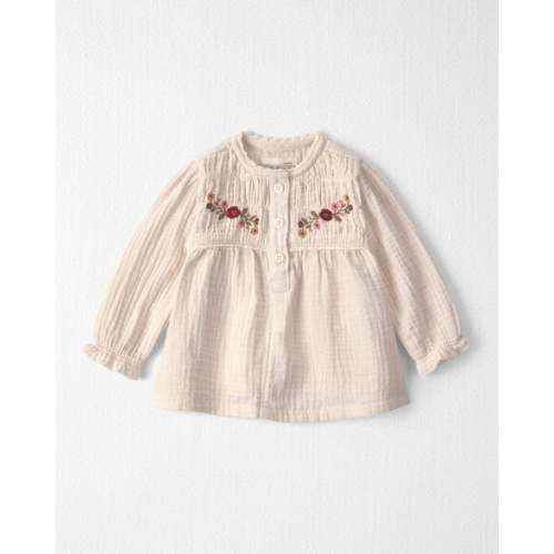 Baby Girl Organic Cotton Embroidered Gauze Top - Little Planet | Carter's