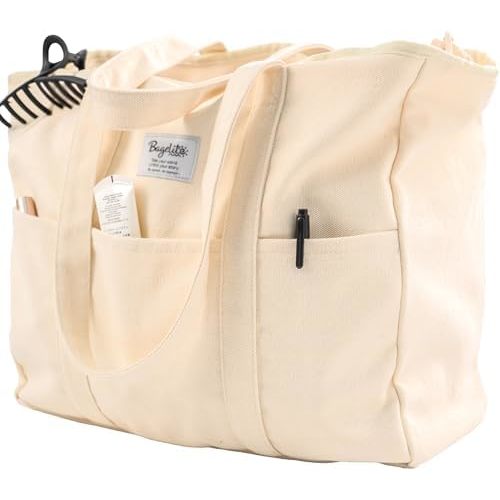 Extra Large Canvas Tote for Women Men, Utility Work Bag with Zipper