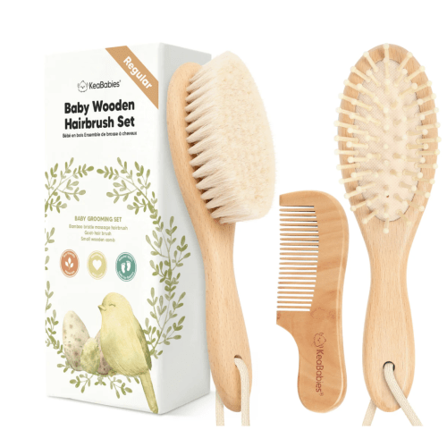 KeaBabies Baby Wooden Hairbrush Set