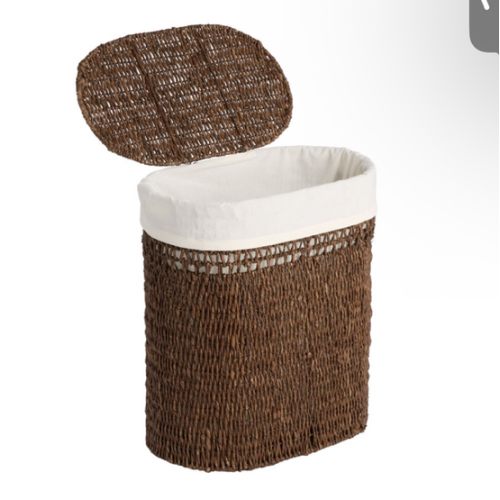 Salma Oval Seagrass Laundry Hamper with Liner - World Market
