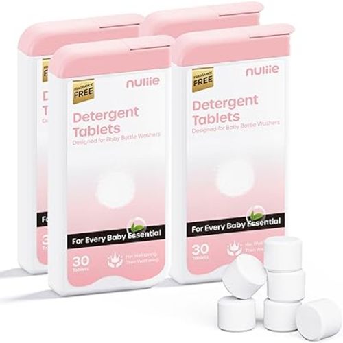Nuliie 120PCS Detergent Tablets with Convenient Box, Bottle Washer Tablets for Momcozy, Baby Brezza, GROWNSY & Momfann, Removes Milk Residue & Odor, Gentle Formula Safe