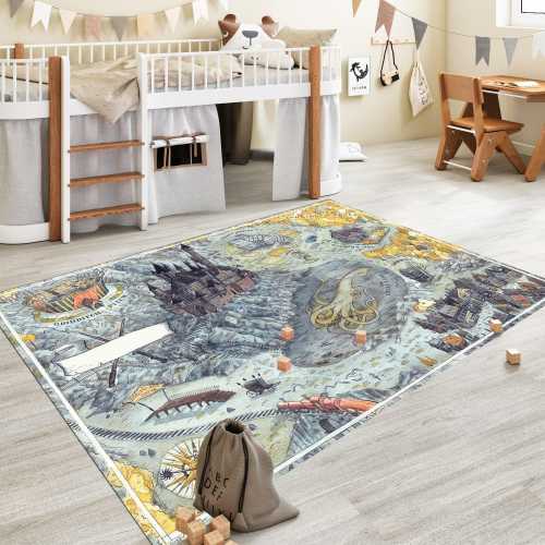 Wizardry Map Kids Rug: Magic Child Room Player Mat