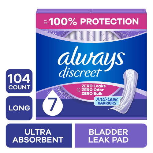 Always Discreet Pads, Ultra Absorbency, Long Length, 104 Count HSA/FSA Eligible