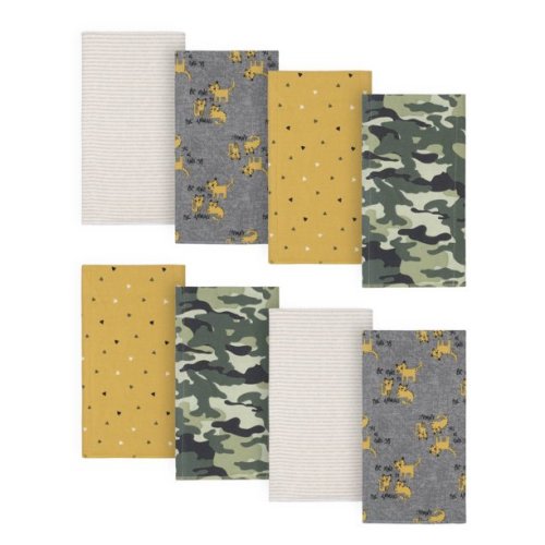 Gerber Baby Boys' Flannel Burp Cloths, 8-Pack