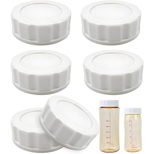6pcs Travel and Storage Baby Bottle Caps for Pigeon Wide Neck Bottles, PP Baby Bottle Lids Replacement with Sealing Gasket, BPA-Free, Leak-proof