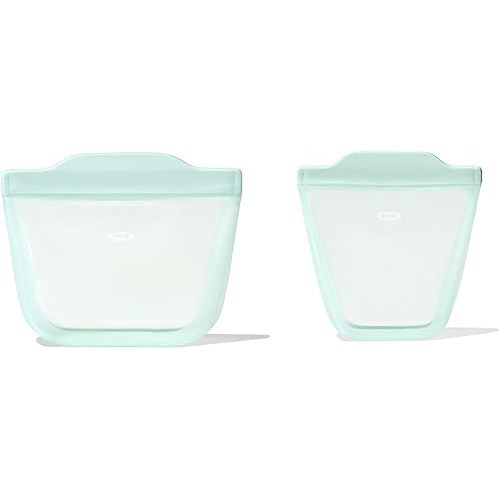 OXO Tot Silicone Reusable Bags – 2 Piece Cup and Snack Set - Opal