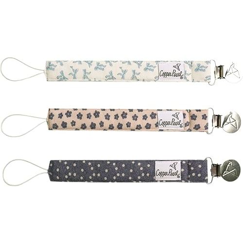 Binky Clip 3 Pack Set "Gemma in Tan" by Copper Pearl