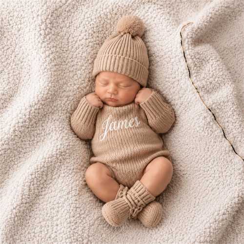 Handmade Personalized Baby Romper – Embroidered Name Outfit for Newborn, Baby Boy Girl, Baby Shower, First Birthday & Photoshoot
