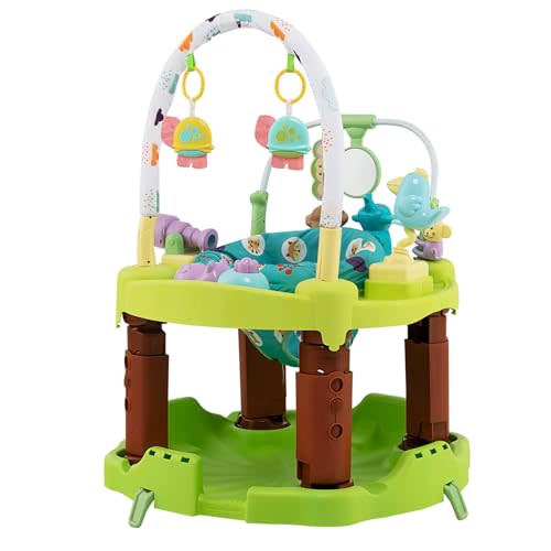 HOMGX Baby Bouncer Activity Center, 3 in 1 Baby Jumper Center & Infant Playtime Mat & Activity Table w/Baby Toys, 3 Adjustable Heights & 360° Rotatable Seat, Activity Center for Toddlers (Green)